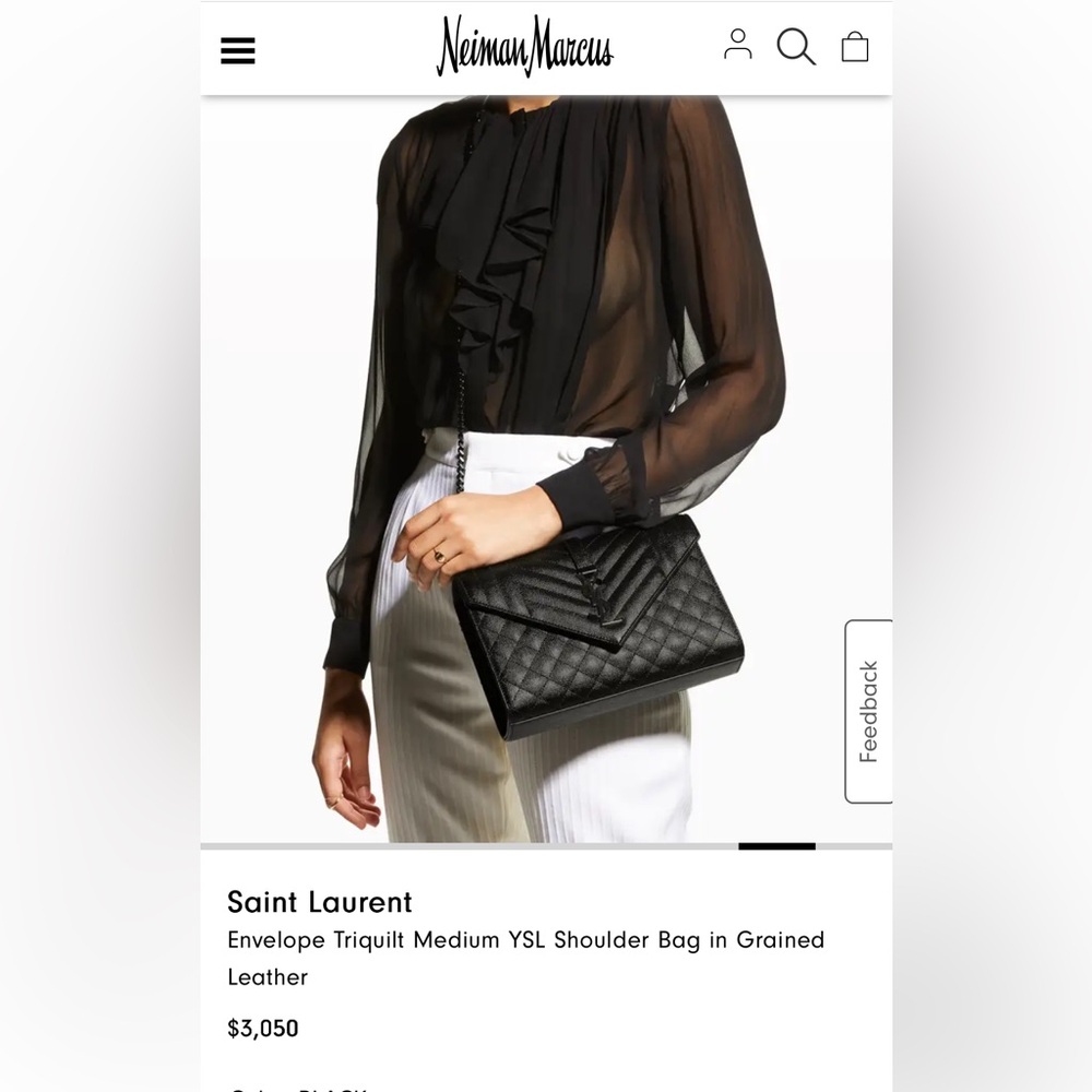YSL Grain De Poudre Textured Mixed Matelasse Triquilt Monogram Bag Black - Picture 3 of 16